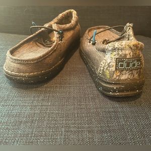 Wally Youth Hey Dudes size US size 12. Chambray wave, worn once for a picture.